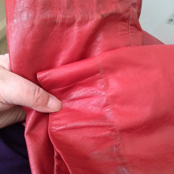 Vintage Nine West Red 100% Leather Long Sleeve Jacket - Picture 7 of 7